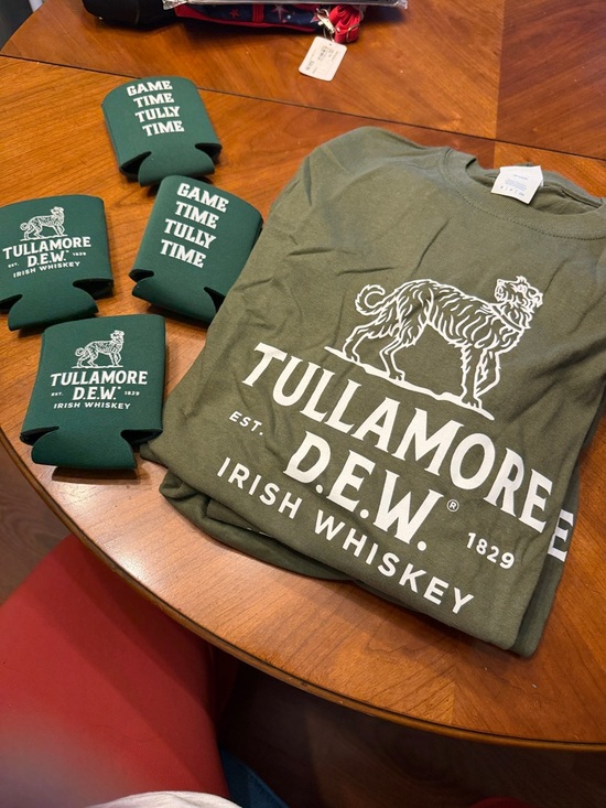 Tullamore Dew Other - Tullamore D.E.W. Olive Green Logo Tee + Free Coozie Can Coolers NWOT